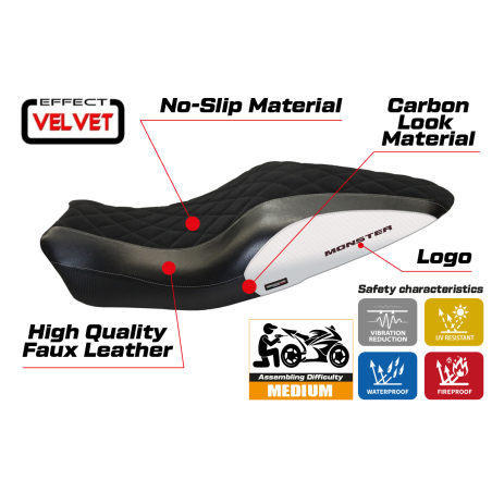 Sitzbezug kompatibel Ducati Monster 821/1200 (14-16) Modell Andorra Velvet