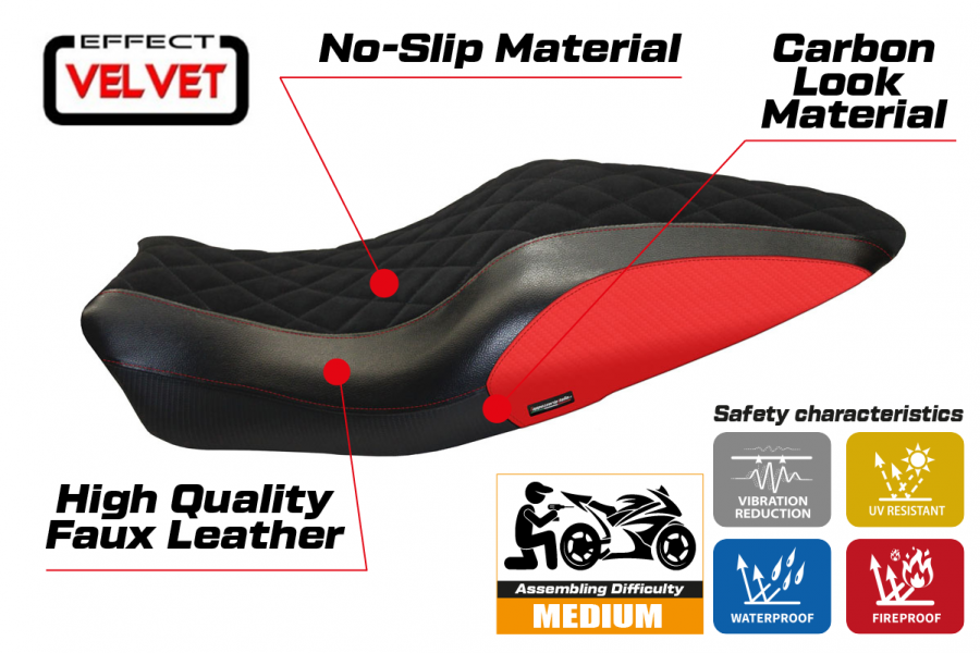 Rivestimento sella compatibile Ducati Monster 821 / 1200 (14-16) modello Andorra Velvet