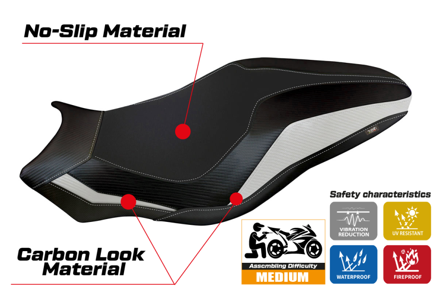 Funda de asiento compatible con Ducati Monster 821/1200 (17-20) modelo Leipzig 3