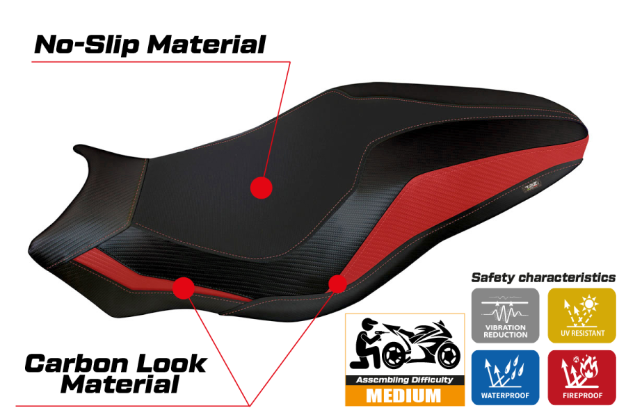 Housse de selle compatible Ducati Monster 821/1200 (17-20) modèle Leipzig 3