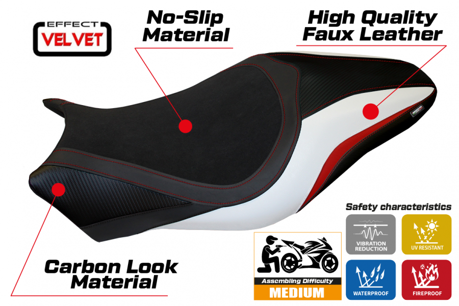 Funda de asiento compatible con Ducati Monster 821/1200 (17-20) modelo de terciopelo Valencia