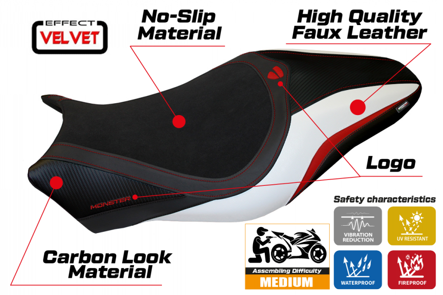 Seat cover compatible Ducati Monster 821 / 1200 (17-20) Valencia velvet model