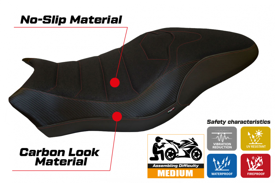 Housse de selle compatible Ducati Monster 821/1200 (17-20) modèle Piombino 2 ultragrip