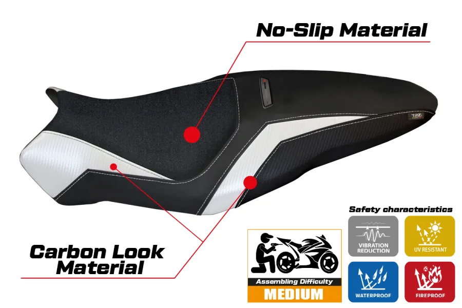 Funda de asiento compatible con Ducati Monster 1200 R (16-19) modelo Toledo 3 ultragrip