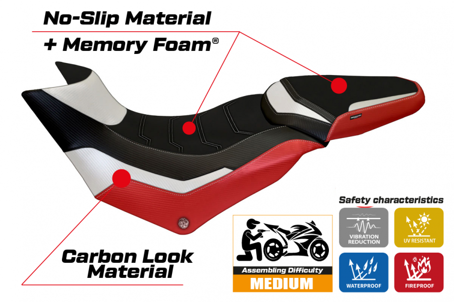 Housse de selle compatible Ducati Multistrada 950 (17-21) modèle Praga special color comfort system