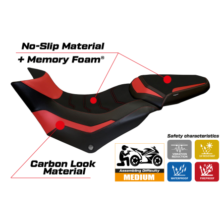 Funda de asiento compatible Ducati Multistrada 950 (17-21) modelo Praga 1 comfort system
