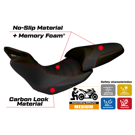 Funda de asiento compatible con Ducati Multistrada 1200 (10-11) modelo Noto 3 comfort system