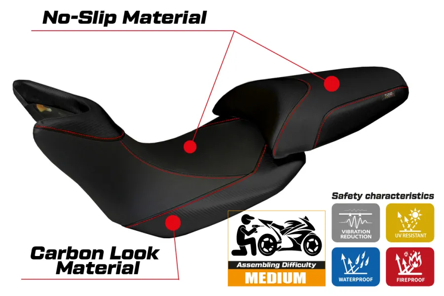 Funda de asiento compatible con Ducati Multistrada 1200 (10-11) modelo Noto 3