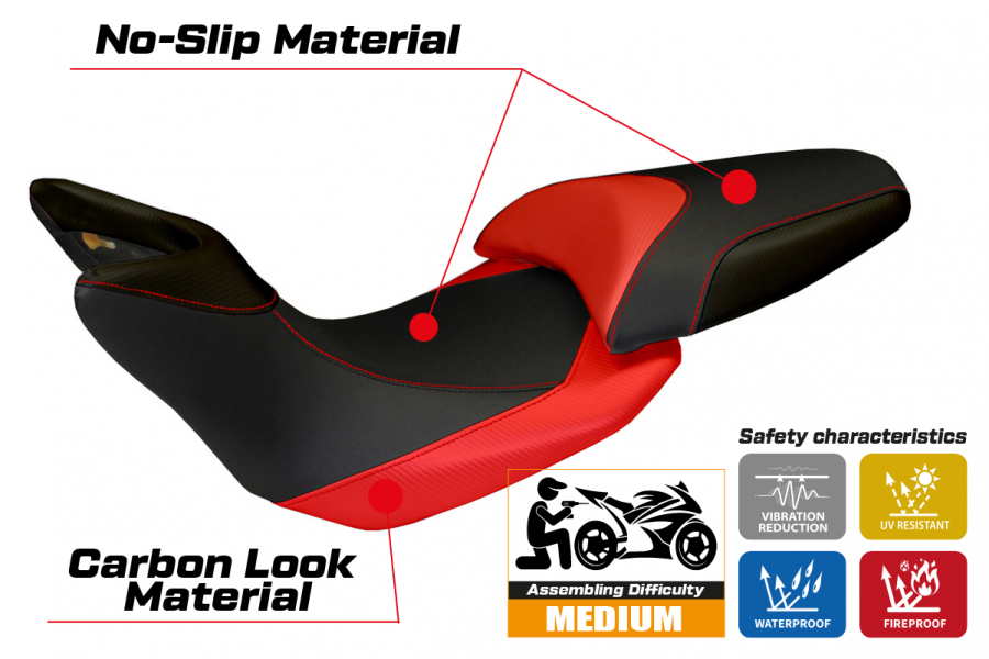 Housse de selle compatible Ducati Multistrada 1200/1260 (15-20) modèle Noto