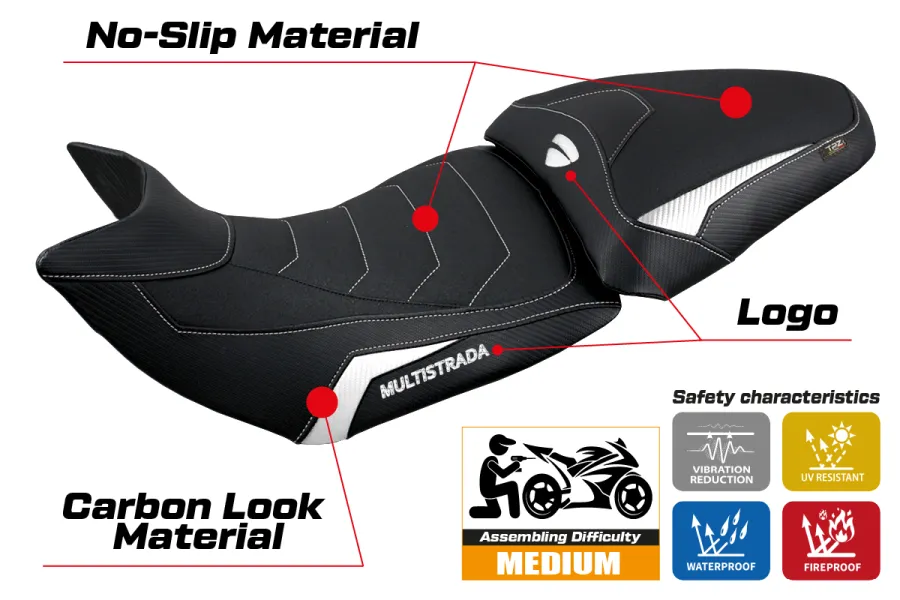 Sitzbezug kompatibel Ducati Multistrada 1200/1260 (15-20) Modell Jazan Ultragrip