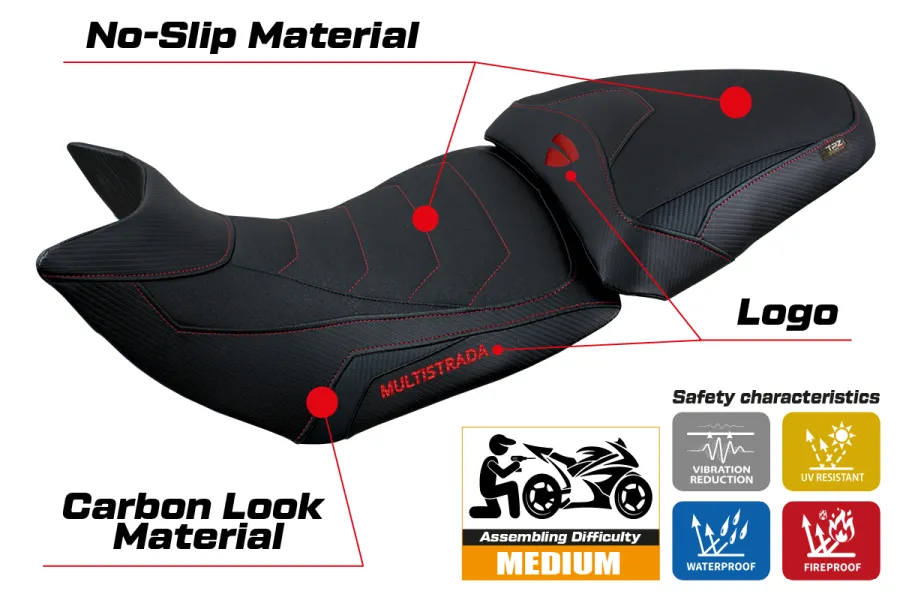 Sitzbezug kompatibel Ducati Multistrada 1200/1260 (15-20) Modell Jazan Ultragrip