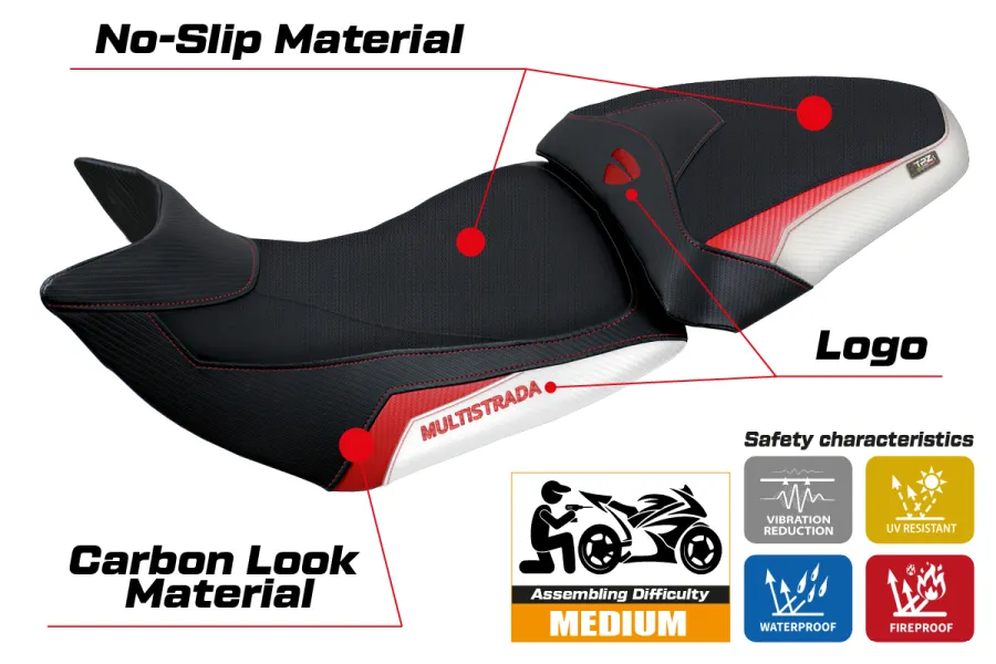 Sitzbezug kompatibel Ducati Multistrada 1200/1260 (15-20) Modell Jazan