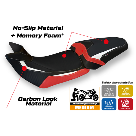 Funda de asiento compatible Ducati Multistrada 1200/1260 (15-20) modelo Patna special color comfort system