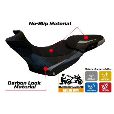 Funda de asiento compatible con Ducati Multistrada 1200/1260 Enduro (16-21) modelo Lux 2 ultragrip