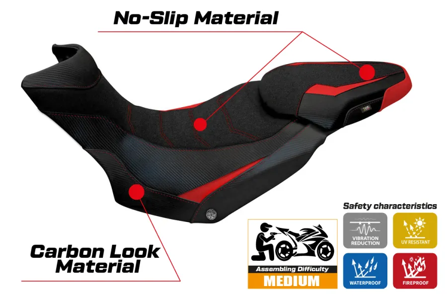 Funda de asiento compatible con Ducati Multistrada 1200/1260 Enduro (16-21) modelo Lux 2 ultragrip