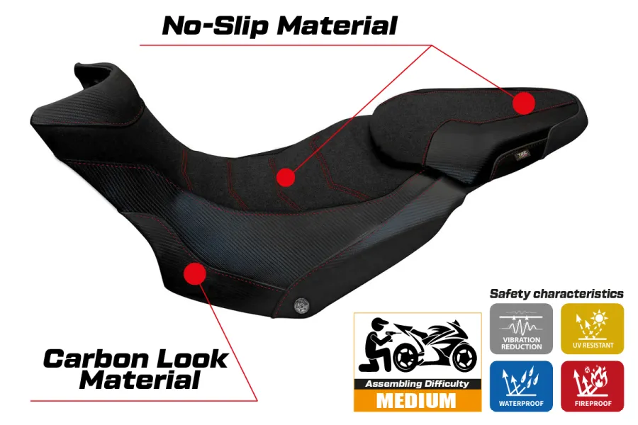 Seat cover compatible Ducati Multistrada 1200 / 1260 Enduro (16-21) Lux 2 ultragrip model