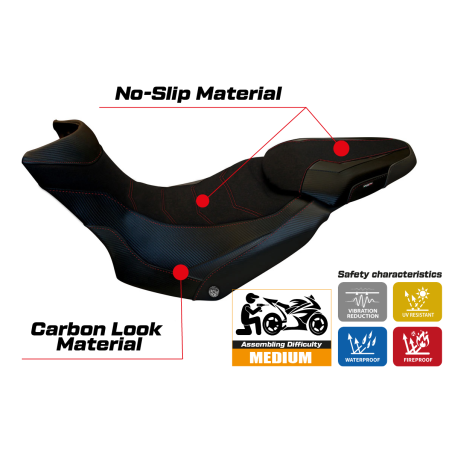 Funda de asiento compatible con Ducati Multistrada 1200/1260 Enduro (16-21) modelo Lux 2 ultragrip