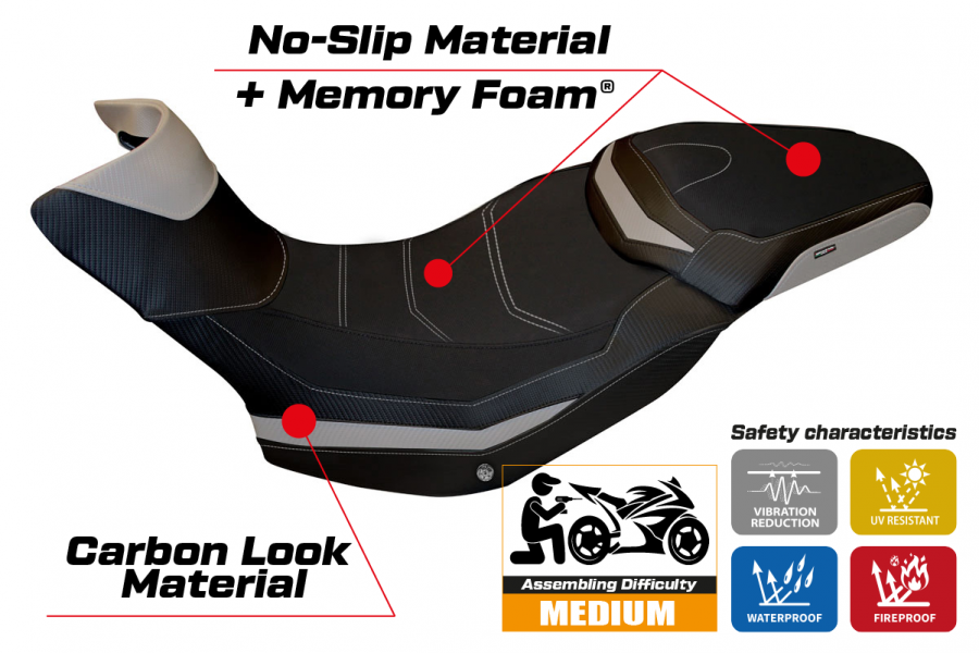 Housse de selle compatible Ducati Multistrada 1200/1260 Enduro (16-21) modèle Sona 1 comfort system