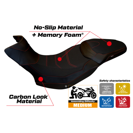 Funda de asiento compatible con Ducati Multistrada 1200/1260 Enduro (16-21) modelo Sona 1 comfort system