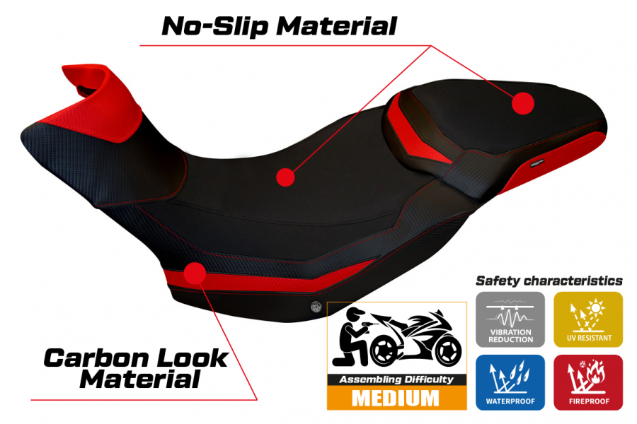 Housse de selle compatible Ducati Multistrada 1200/1260 Enduro (16-21) modèle Zac 1