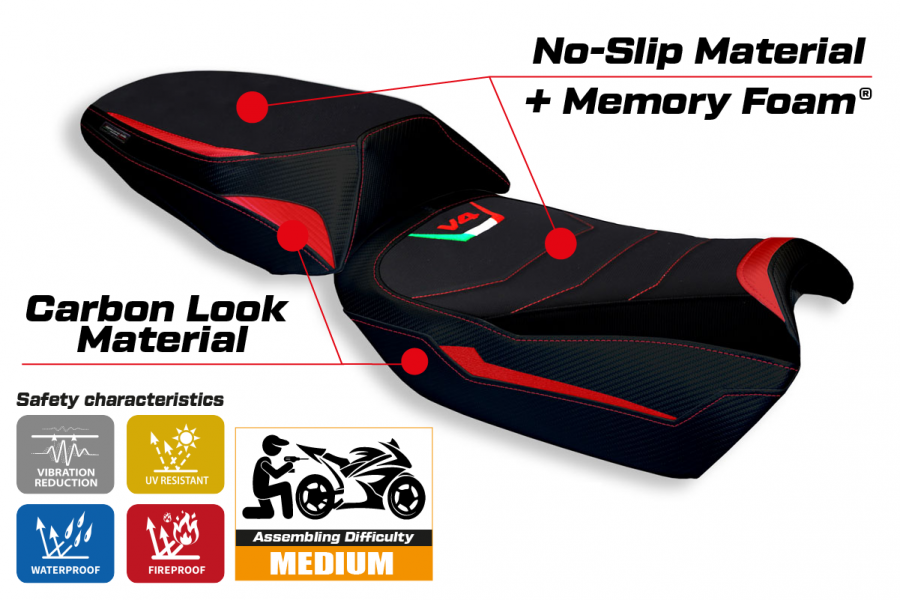 Housse de selle compatible Ducati Multistrada V4 (21-22) modèle Galmi comfort system