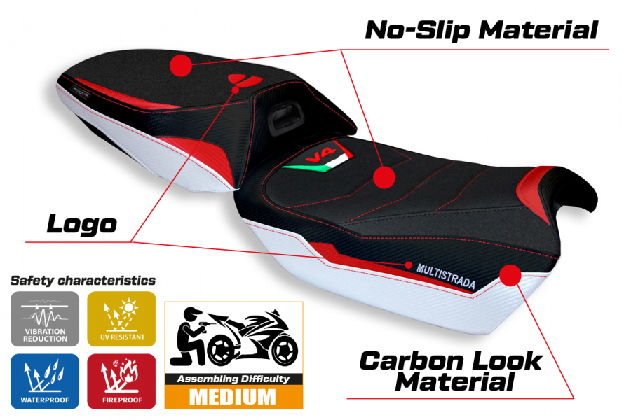 Housse de selle compatible Ducati Multistrada V4 (21-22) modèle Adelaide special color ultragrip