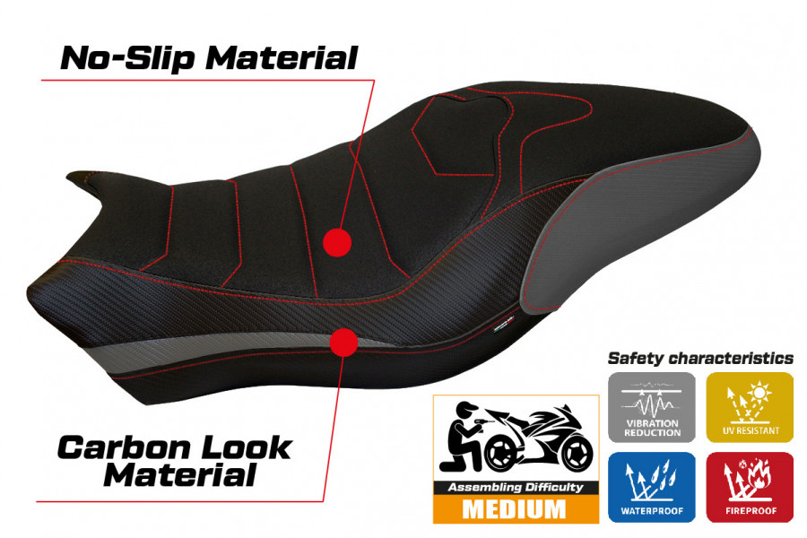 Housse de selle compatible Ducati Monster 821/1200 (17-20) modèle Piombino 1 ultragrip