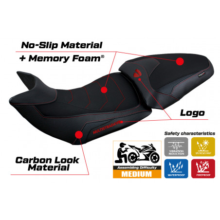 Funda de asiento compatible con Ducati Multistrada V2 (21-22) modelo Haria comfort system
