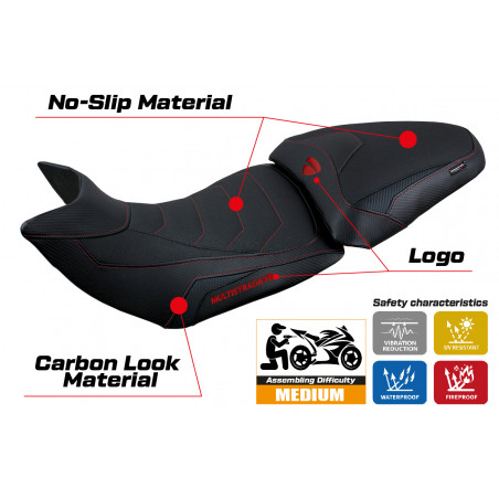 Housse de selle compatible Ducati Multistrada V2 (21-22) modèle Haria ultragrip
