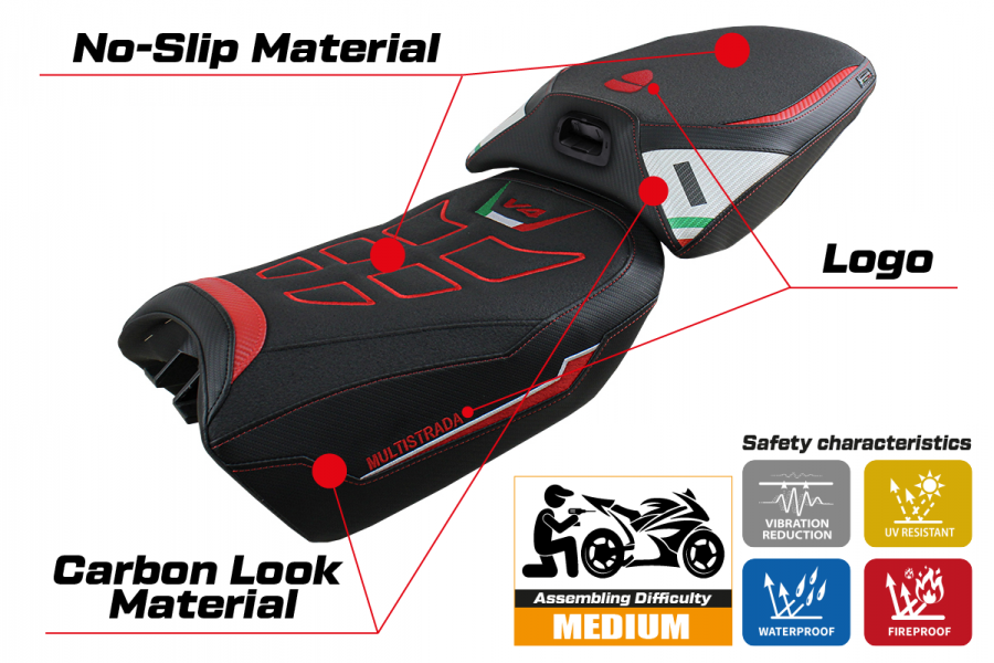 Sitzbezug kompatibel Ducati Multistrada V4 (2022) Modell Meknes Ultragrip