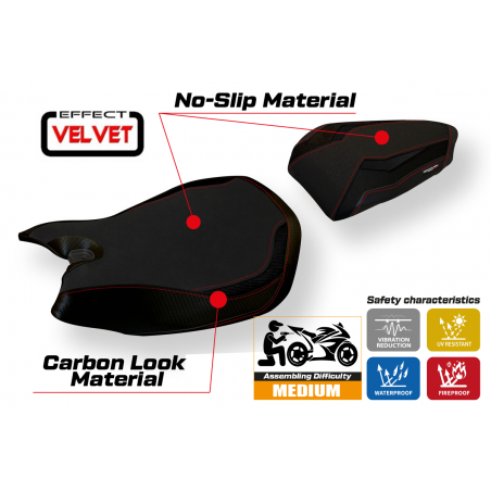 Housse de selle compatible Ducati Panigale 899 (13-15) modèle Seoul velvet