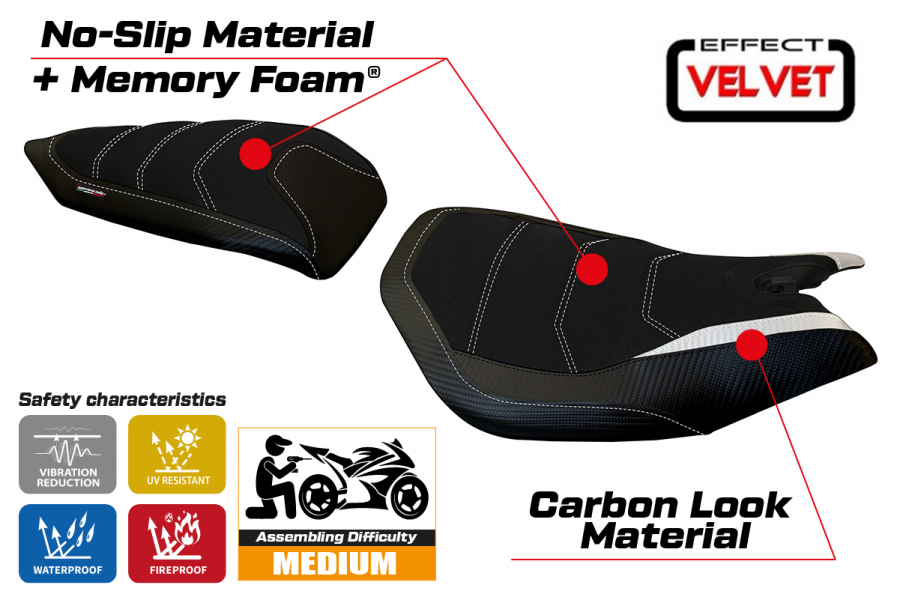 Funda de asiento compatible Ducati Panigale 959 (16-18) modelo Leiden velvet comfort system
