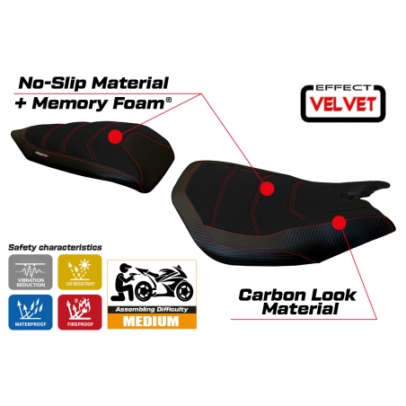 Rivestimento sella compatibile Ducati Panigale 959 (16-18) modello Leiden velvet comfort system