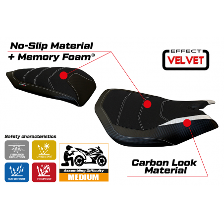 Rivestimento sella compatibile Ducati Panigale 1199 (11-15) modello Leiden velvet comfort system