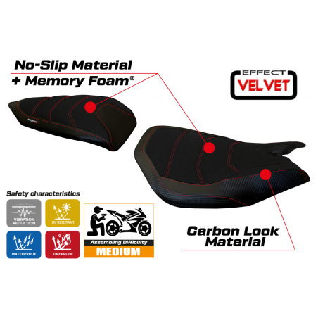 Funda de asiento compatible Ducati Panigale 1199 (11-15) modelo Leiden velvet comfort system
