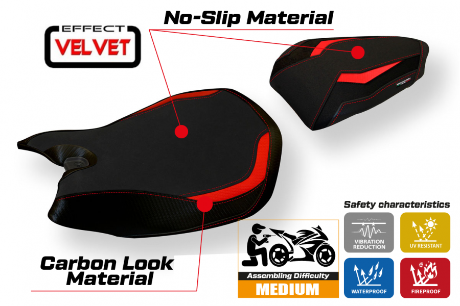 Housse de selle compatible Ducati Panigale 1199 (11-15) modèle Jarvan velvet
