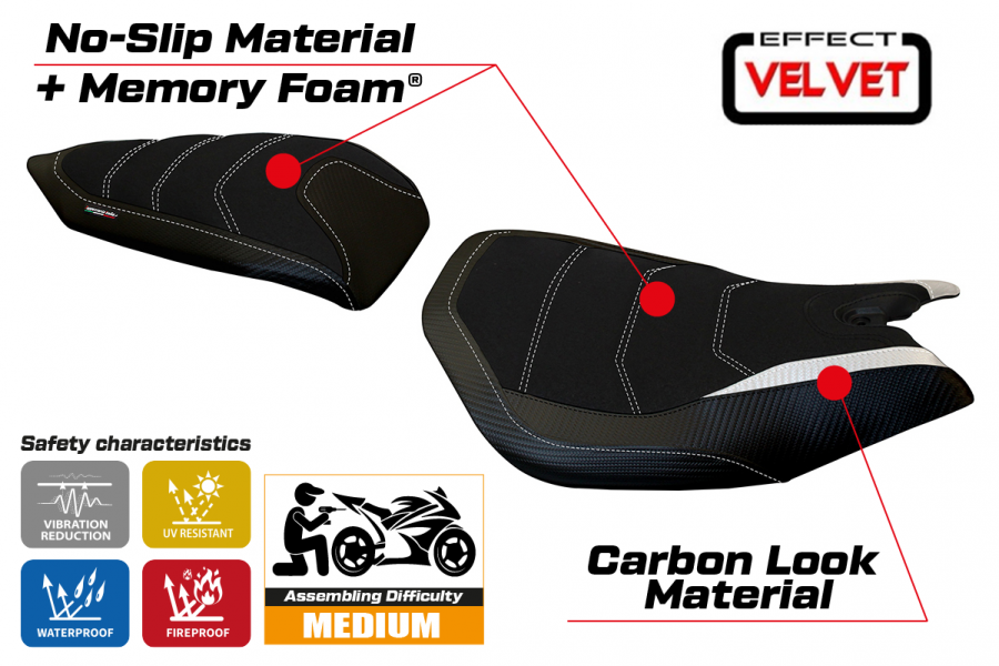 Rivestimento sella compatibile Ducati Panigale 1299 (15-18) modello Leiden velvet comfort system