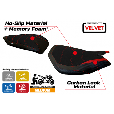 Rivestimento sella compatibile Ducati Panigale 1299 (15-18) modello Leiden velvet comfort system