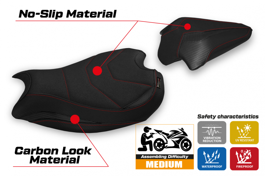 Housse de selle compatible Ducati Panigale V2 (20-22) modèle Galati ultragrip