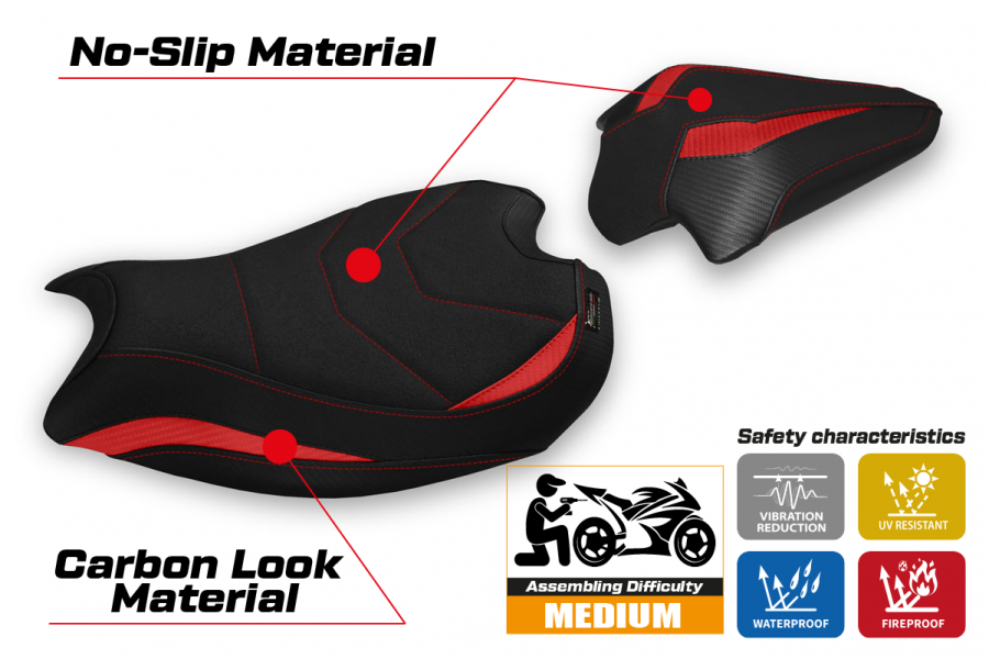 Funda de asiento compatible con Ducati Panigale V2 (20-22) modelo Galati ultragrip