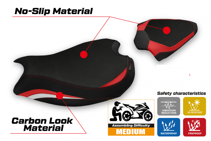 Housse de selle compatible Ducati Panigale V2 (20-22) modèle Tulcea