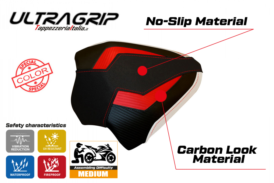 Rivestimento sella passeggero per Ducati Panigale V4 (18-22) modello Tenby special color ultragrip