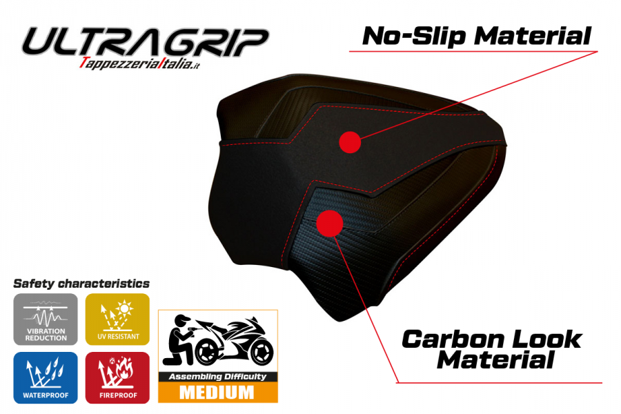 Funda de asiento de pasajero para Ducati Panigale V4 (18-22) modelo Tenby 1 ultragrip