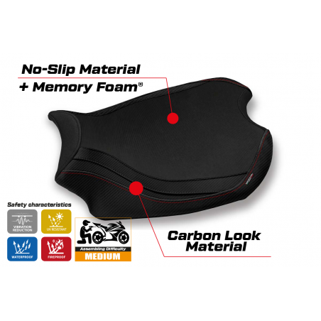 Funda de asiento compatible con Ducati Panigale V4 (18-22) modelo Glinka comfort system
