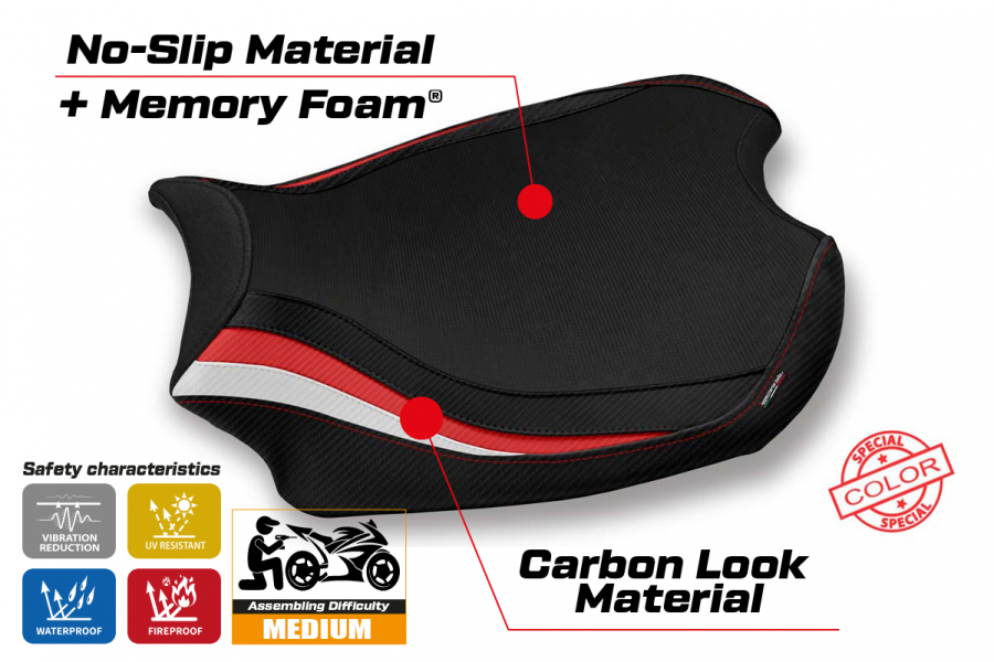 Housse de selle compatible Ducati Panigale V4 (18-22) modèle Glinka comfort system