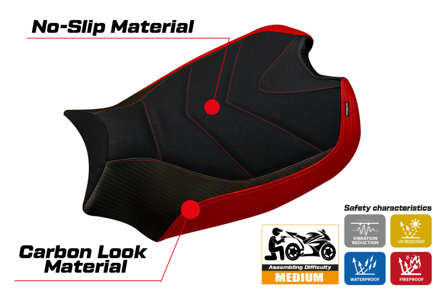 Housse de selle compatible Ducati Panigale V4 (18-22) modèle Wanaka 1 ultragrip