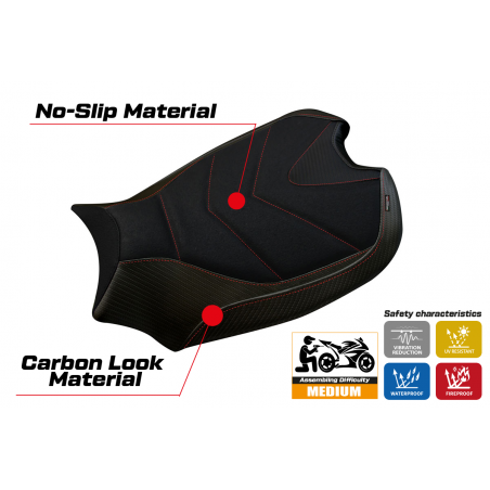 Funda de asiento compatible con Ducati Panigale V4 (18-22) modelo Wanaka 1 ultragrip