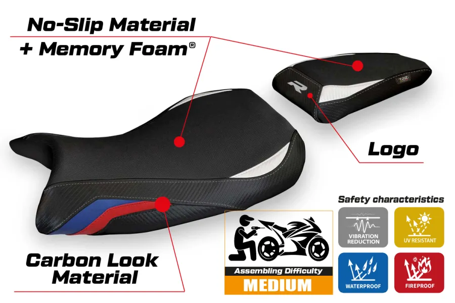 Housse de selle compatible BMW S 1000 R (21-23) modèle Laiar comfort system
