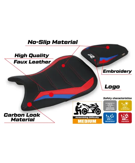 Funda de asiento compatible BMW S 1000 R (21-23) modelo Petra hp ultragrip
