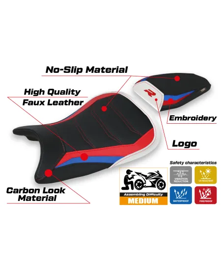 Funda de asiento compatible BMW S 1000 R (21-23) modelo Petra hp ultragrip